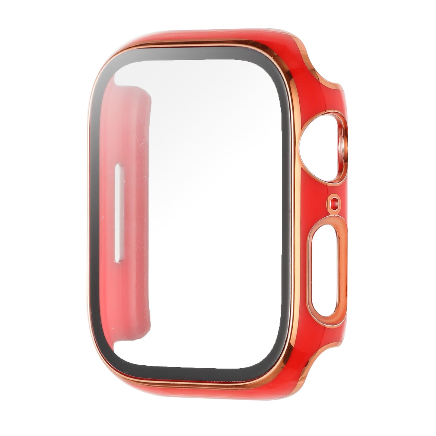 For Apple Watch Series 7/6/SE/5/4/3/2/1 Full Coverage Frame Bumper Chromed with Tempered Glass Screen Protector Hard Cover