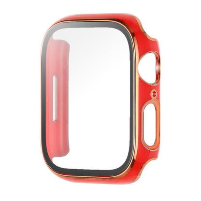 For Apple Watch Series 7/6/SE/5/4/3/2/1 Full Coverage Frame Bumper Chromed with Tempered Glass Screen Protector Hard Cover
