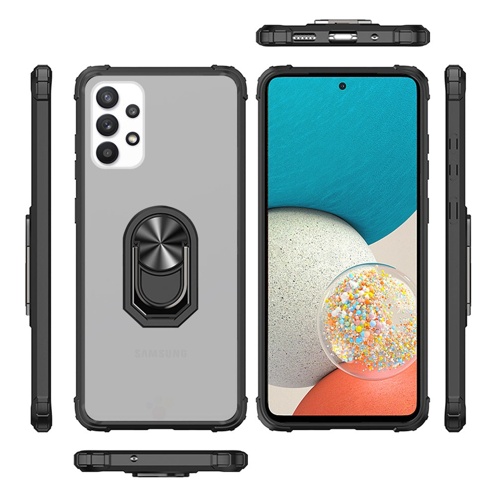 For Samsung Galaxy A53 5G Clear Silicone Shockproof Hybrid Protection Cover Transparent TPU with Magnetic Ring Kickstand  Phone Case Cover