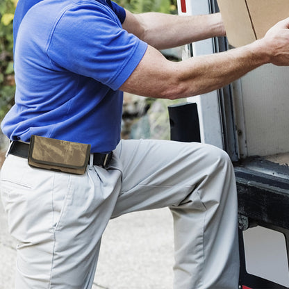 For Samsung Galaxy A52 5G Universal Horizontal Cell Phone Case Fabric Holster Carrying Pouch with Belt Clip and 2 Card Slots fit Large Devices 6.3" [Brown Denim]