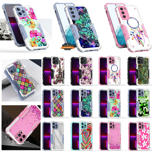 For Apple iPhone 14 Pro (6.1") Fashion Design Tough Shockproof Hybrid Stylish Pattern Heavy Duty TPU Rubber Armor  Phone Case Cover