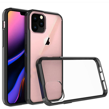 For Apple iPhone 13 Pro (6.1") Hybrid Slim Crystal Clear Transparent Shock-Absorption Bumper TPU + Hard PC Back Frame Black Phone Case Cover