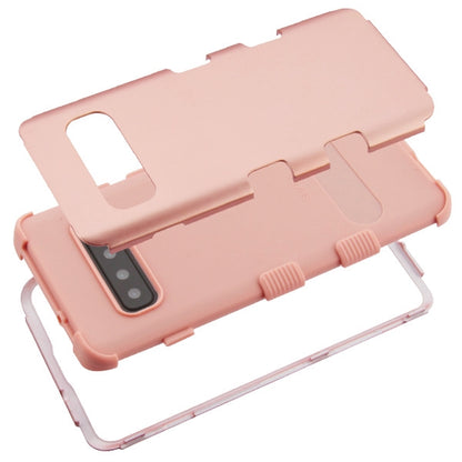 For Samsung Galaxy S10 Hybrid Three Layer Hard PC Shockproof Heavy Duty TPU Rubber Anti-Drop Rose Gold Phone Case Cover