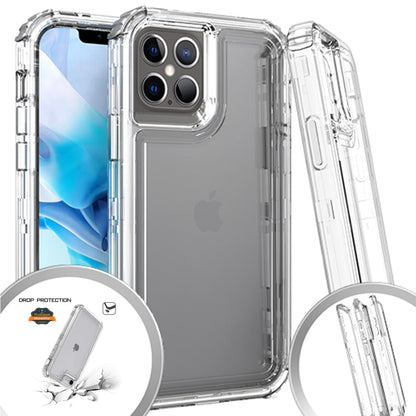 For Apple iPhone 14 Pro (6.1") Heavy Duty Transparent Clear 3 in 1 Hybrid Shockproof Full Edge Hard PC Front Frame Bumper Clear Phone Case Cover