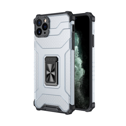 For Samsung Galaxy S21 FE /Fan Edition Transparent 360 Rotation Built-in Magnetic Ring Kickstand Holder Hybrid Rugged Armor Bumper  Phone Case Cover