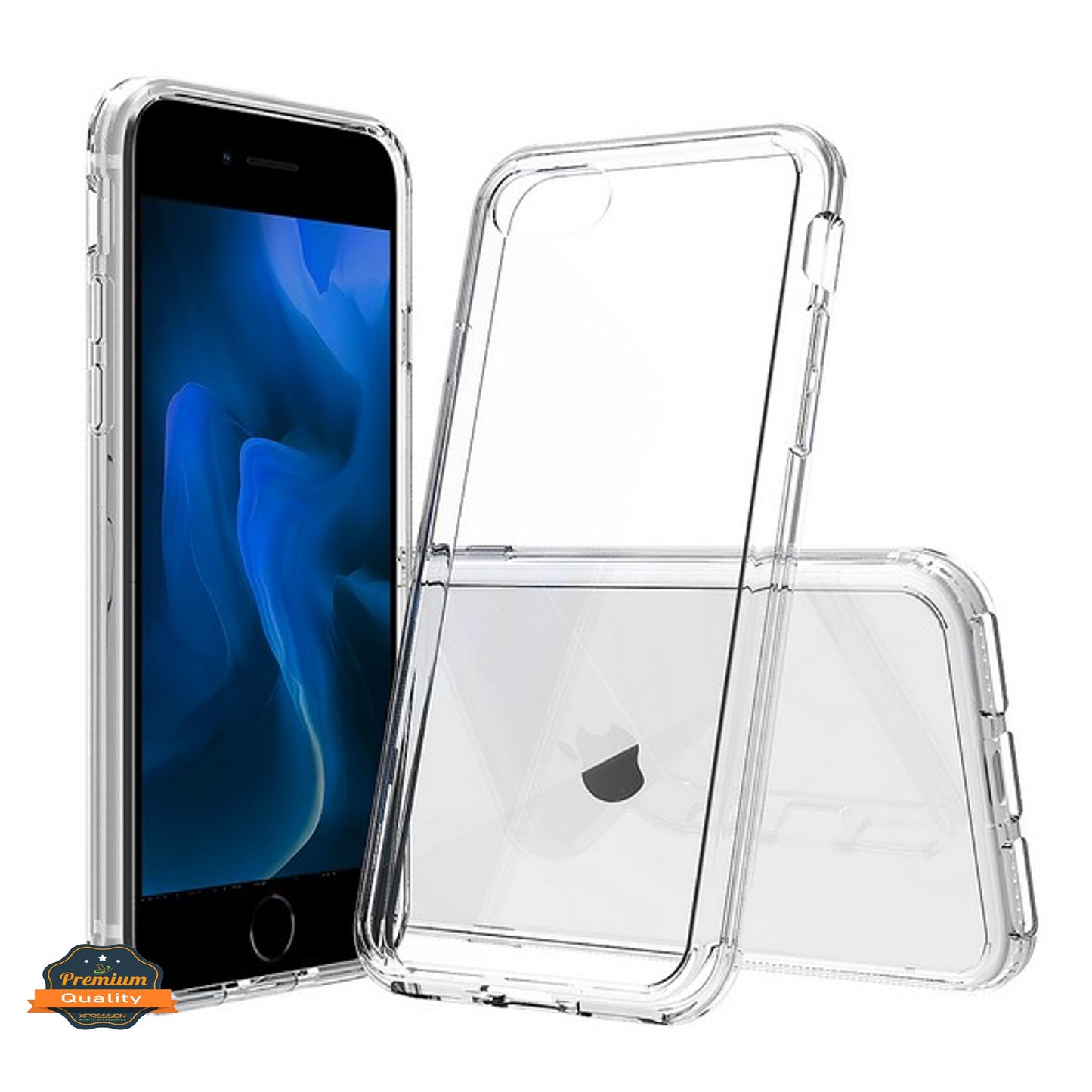 For Apple iPhone SE 3 (2022) SE/8/7 Crystal HD Clear Back Panel PC + TPU Bumper Frame Hybrid Slim Hard Shockproof  Phone Case Cover