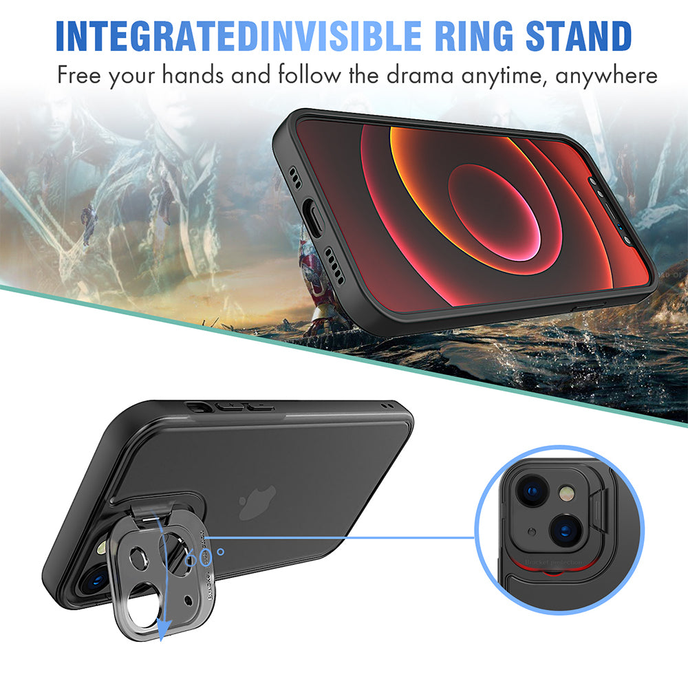 For Apple iPhone 13 /Pro Max Hybrid Tinted with Precise Raised Camera Protection & Invisible Stand Kickstand Ultra Slim  Phone Case Cover