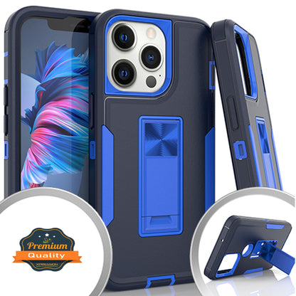 For Apple iPhone 14 (6.1") Military Grade Full-Body Rugged with Kickstand Hybrid Heavy Duty Support Car Mount Holder  Phone Case Cover