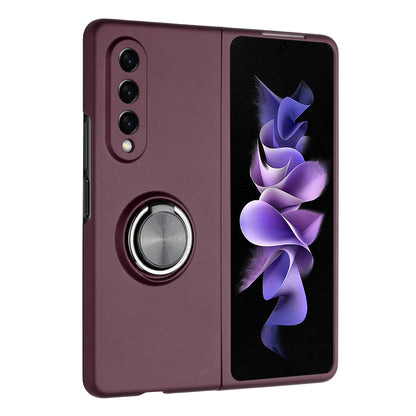 For Samsung Galaxy Z Fold 3 5G Hybrid 360 Degree Rotatable Metal Invisible Ring Stand Holder Fit Magnetic Car Mount Shockproof Slim  Phone Case Cover
