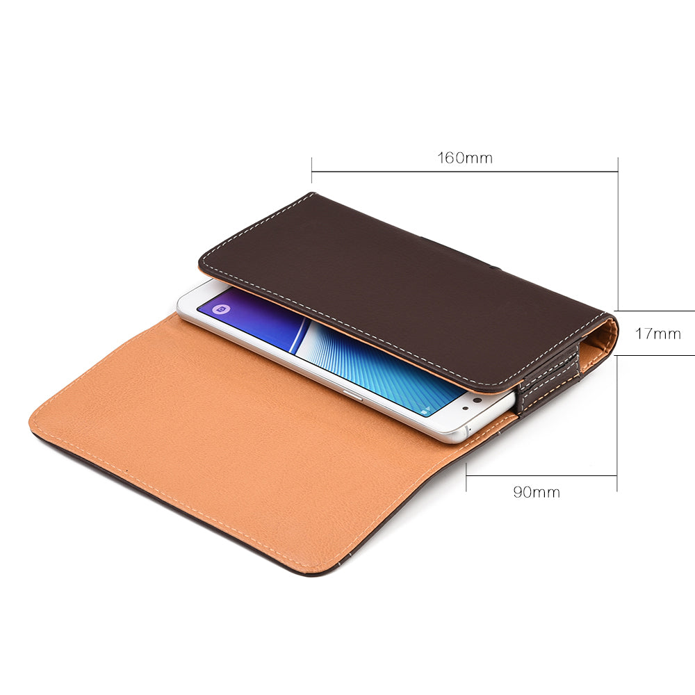 For Samsung Galaxy A23 5G Horizontal Universal Carry Pouch Cell Phone Case PU Leather Holster Belt Clip Loop Card Slot & Magnetic Closure [Brown]