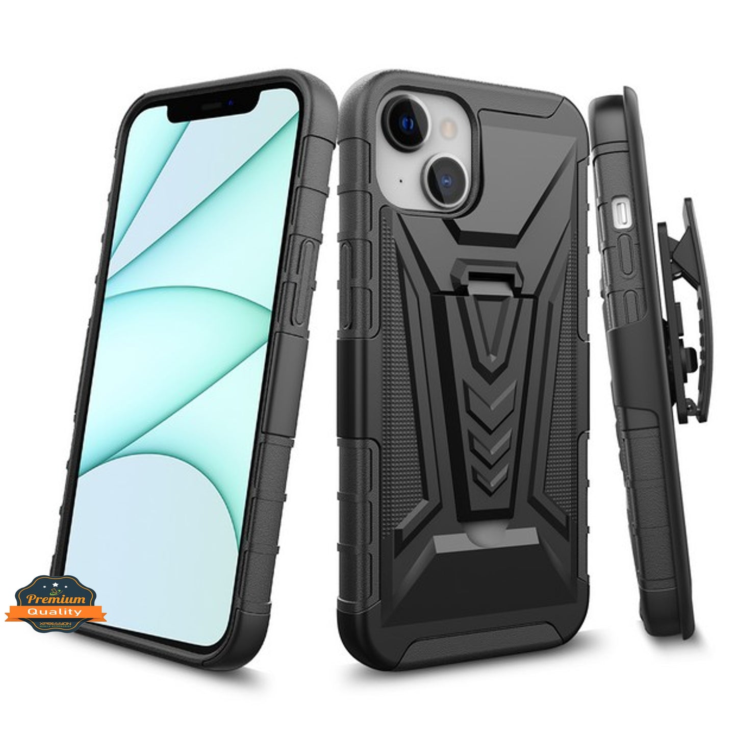 For Apple iPhone SE 3 (2022) SE/8/7 Hybrid Armor Kickstand with Swivel Belt Clip Holster Heavy Duty 3in1 Shockproof Rugged Black Phone Case Cover