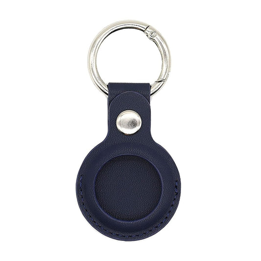 For Apple Airtag Case Leather Key Ring with Anti-Lost Keychain Protective Holder Finder Items for Dogs, Keys, Backpacks Airtag Accessories Blue Phone Case Cover