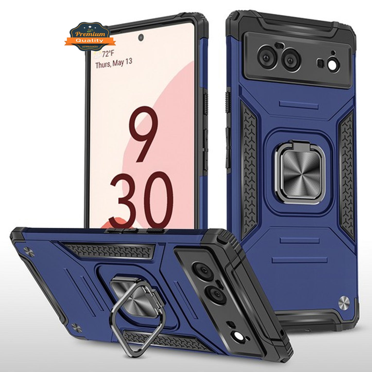 For Google Pixel 6 / 6 Pro Hybrid Dual Layer TPU and Hard PC Anti-Slip Full-Body Rugged Protective with Ring Stand Magnetic Kickstand  Phone Case Cover