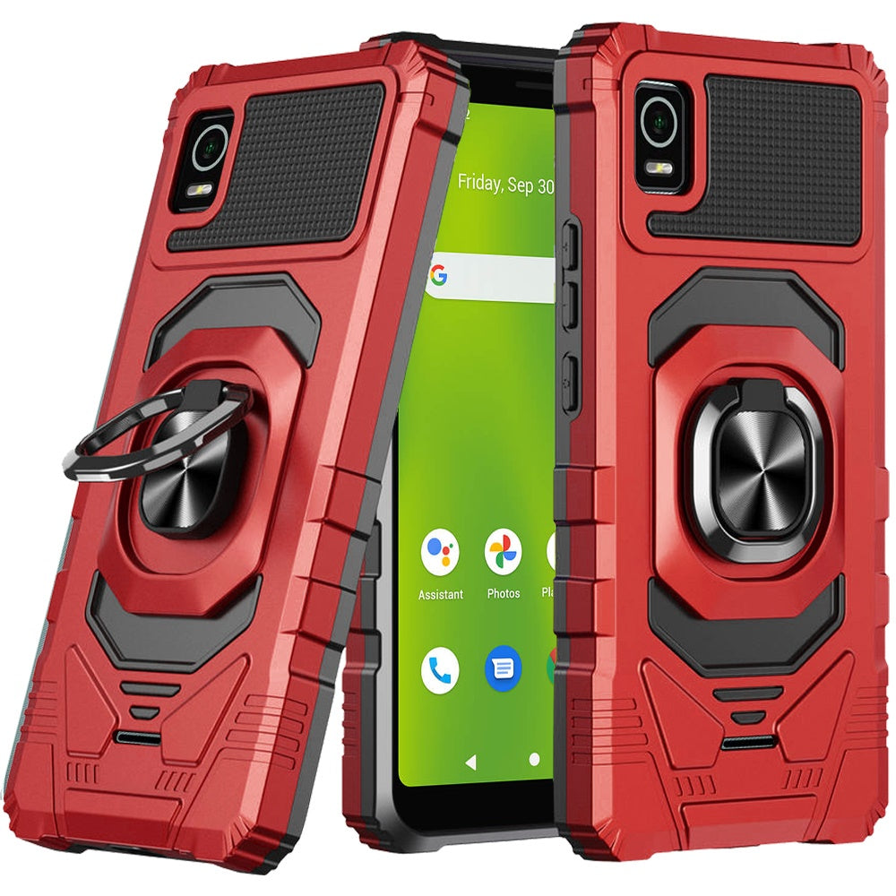 For Cricket Debut Smart Hybrid Dual Layer with Rotate Magnetic Ring Stand Holder Kickstand, Rugged Shockproof Protective  Phone Case Cover