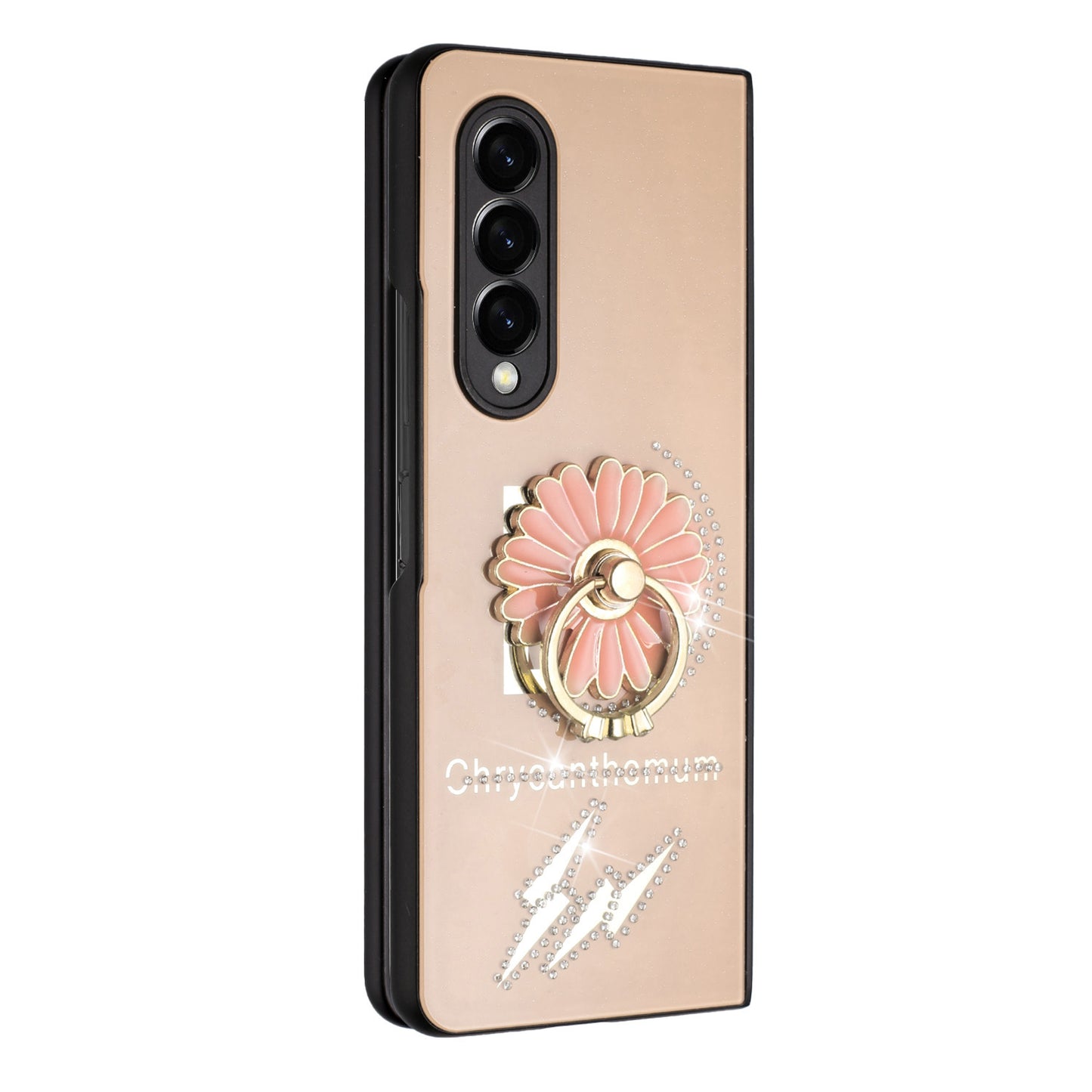 For Samsung Galaxy Z Fold 3 5G Diamond Bling Sparkly Glitter Ornaments Engraving Hybrid with Ring Stand Holder Fashion  Phone Case Cover