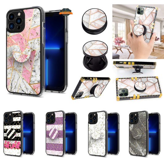 For Samsung Galaxy A13 5G Elegant Pattern Design Bling Glitter Hybrid Cases with Ring Stand Pop Up Finger Holder Kickstand  Phone Case Cover