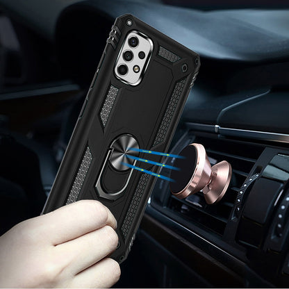 For Samsung Galaxy A23 5G Hybrid Armor with Belt Clip Holster Ring Stand Holder, Military Grade Fit Magnetic Car Mount Black Phone Case Cover