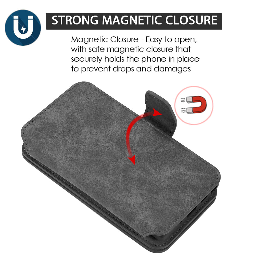 For Apple iPhone 13 /Pro Max Mini Wallet Case Magnetic Detachable Zipper Pocket PU Leather Flip Pouch with 7 Credit Card Slots Holder  Phone Case Cover