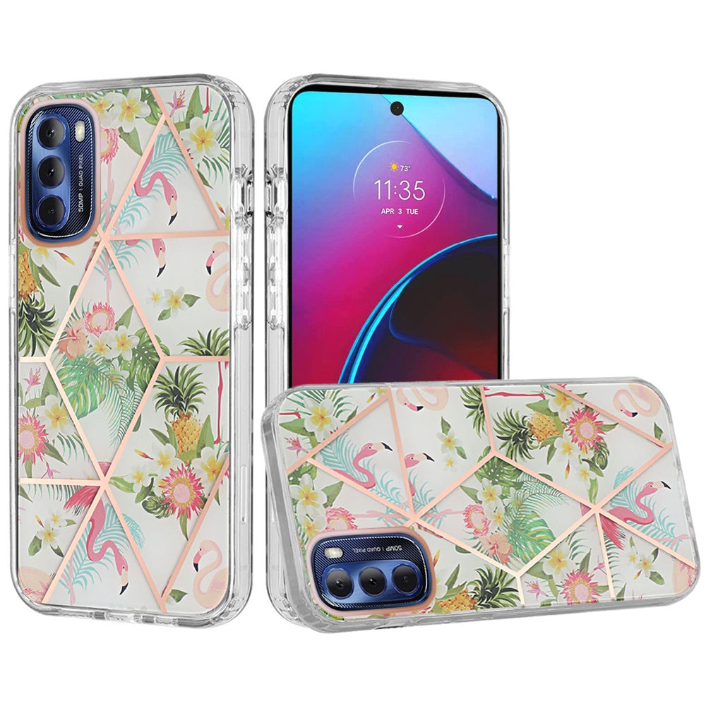 For Motorola Moto G Stylus 2022 4G Fashion Floral IMD Design Flower Pattern Hybrid Protective Hard PC Rubber TPU Back  Phone Case Cover