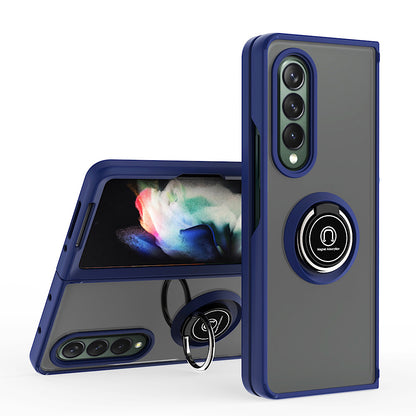 For Samsung Galaxy Z Fold 3 5G Hybrid Protective PC & TPU Shockproof with 360° Rotation Ring Kickstand Magnetic Metal Stand  Phone Case Cover