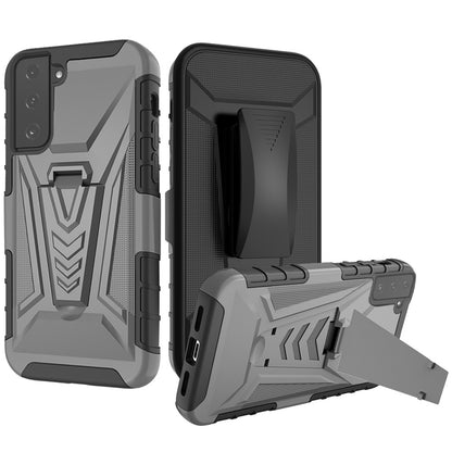 For Samsung Galaxy S21 FE /Fan Edition 3 in 1 Rugged Belt Clip Holster Heavy Duty Tuff Hybrid Armor Rubber with Kickstand Stand  Phone Case Cover