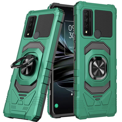 For TCL 20 XE Hybrid Dual Layer with Rotate Magnetic Ring Stand Holder Kickstand, Rugged Shockproof Anti-Scratch Protective  Phone Case Cover