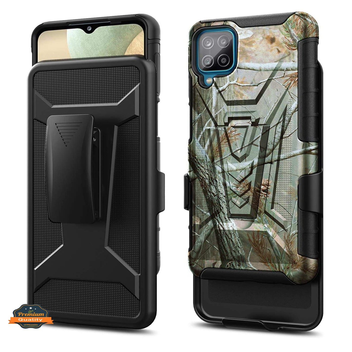 For T-Mobile Revvl 6 Pro 5G Swivel Belt Clip Holster with Built-in Kickstand, Heavy Duty Hybrid 3in1 Shockproof Defender Camo Camouflage Phone Case Cover