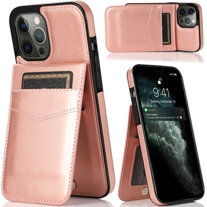 For Apple iPhone 14 (6.1") Wallet Case with Credit Card Holder Vertical Leather Stand Kickstand Buttons Flip Pouch  Phone Case Cover