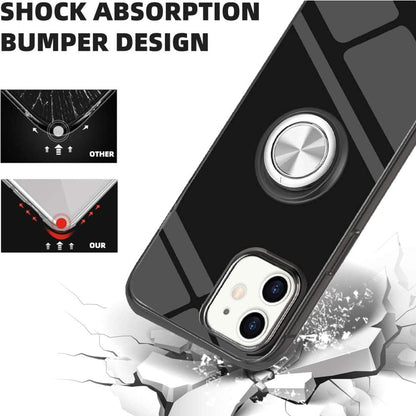 For Apple iPhone 14 (6.1") Rubber Hybrid 360° Ring Holder Stand Kickstand Fit Car Mount Shockproof Bumper Protection  Phone Case Cover