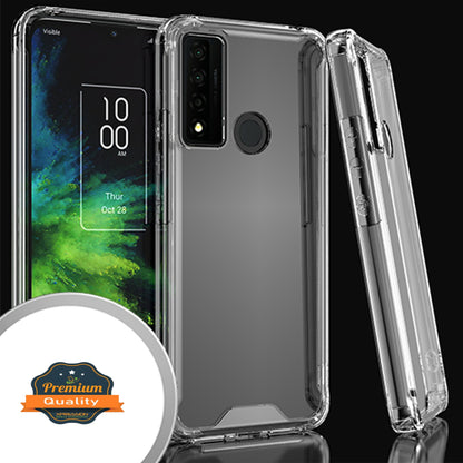 For TCL 20 XE Ultra Slim Body Frame [Shock-Absorption] Hybrid Defender Rubber Silicone Gummy TPU Clear Hard Back Protective  Phone Case Cover