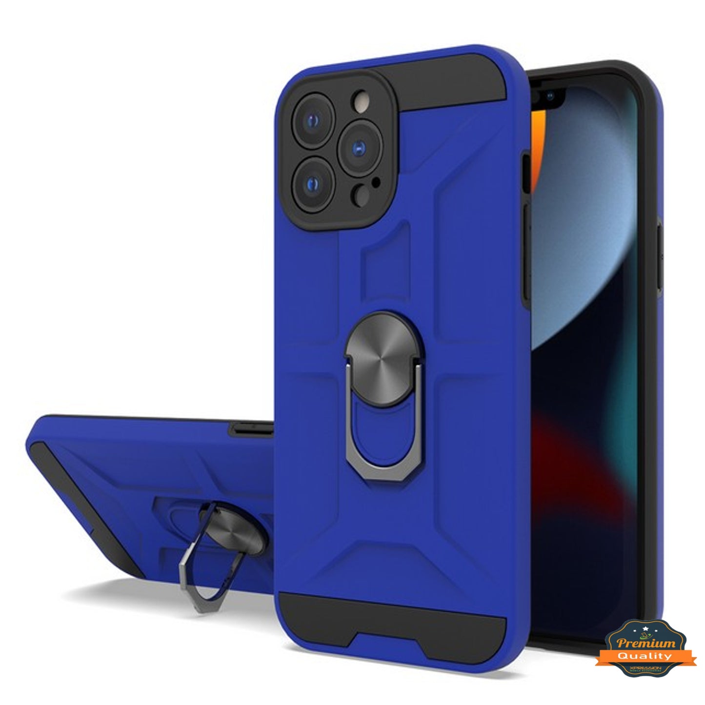 For Apple iPhone 13 Pro Max (6.7") Hybrid Ring Stand [360° Rotatable Ring Holder Magnetic Kickstand] Armor Shockproof TPU  Phone Case Cover