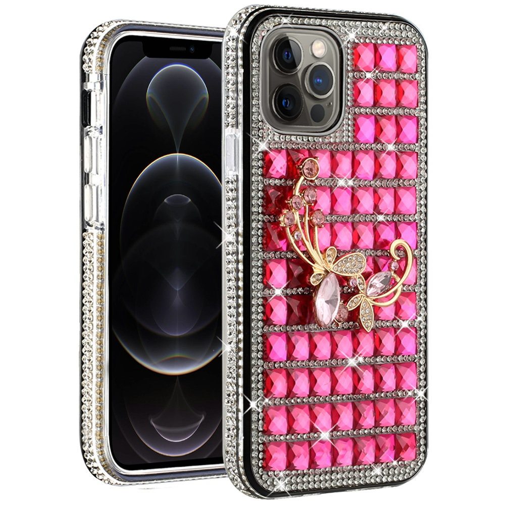 For Apple iPhone SE 2022 /SE 2020/8/7 Fashion Luxury 3D Bling Diamonds Rhinestone Jeweled Ornament Crystal Hybrid Hard  Phone Case Cover